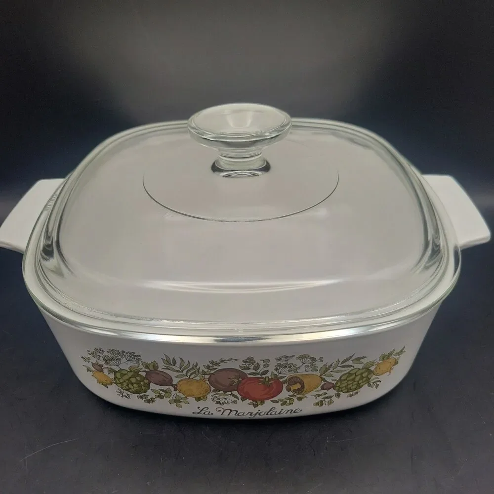 Vintage 2 Qt. Corningware Pyrex 1970’s La Marjolaine Spice of Life Casserole